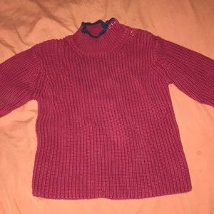 Cute red knitted turtleneck sweater